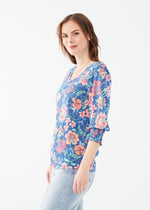 TROPICAL PRINT SMOCK CUFF BLOUSE-FDJ FRENCH DRESSING