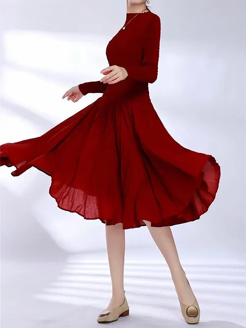 long sleeve red sequin prom dress Red Sequin A-Line Prom Dress with Long Sleeves and Feather Details