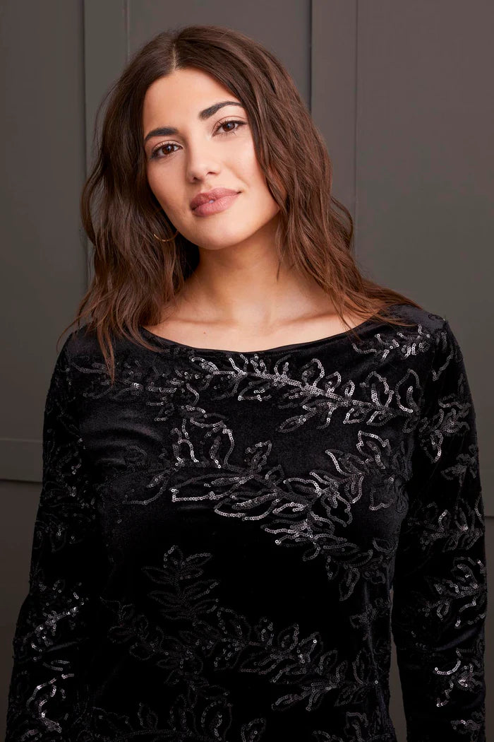 Tribal Femme Sparkle Lined Velvet Dress Black / M