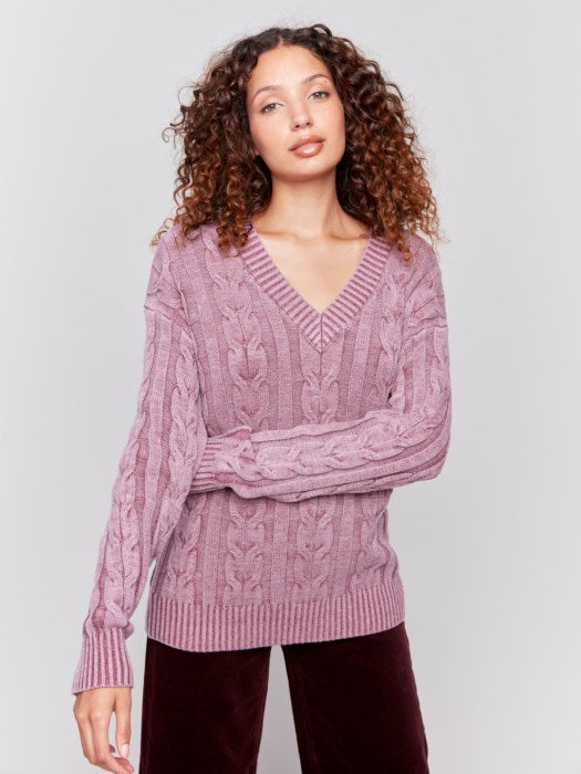 COLD DYE CABLE KNIT SWEATER-CHARLIE B – Apropos San Luis Obispo