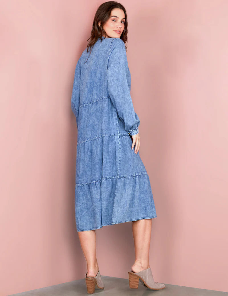 eliana maxi dress Women’s Eliana Tie-Waist Maxi Dress – Billy T Denim / L