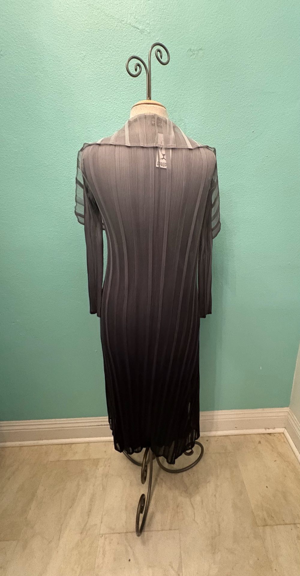 OMBRE LONG DRESS W/ COLLAR JACKET 2-PIECE-BLACK-JOURNEY