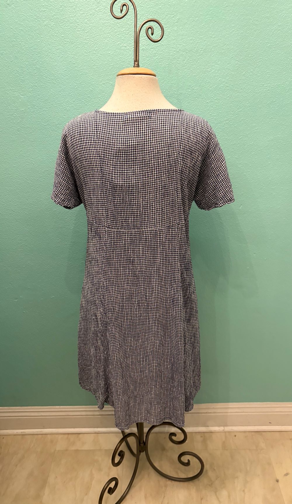Crinkle Check V-Neck Swing DRESS-ADMIRALTY-CUT Loose Small / Admiralty Crinkle Check V-Neck Swing DRESS-ADMIRALTY-CUT Loose Small / Admiralty