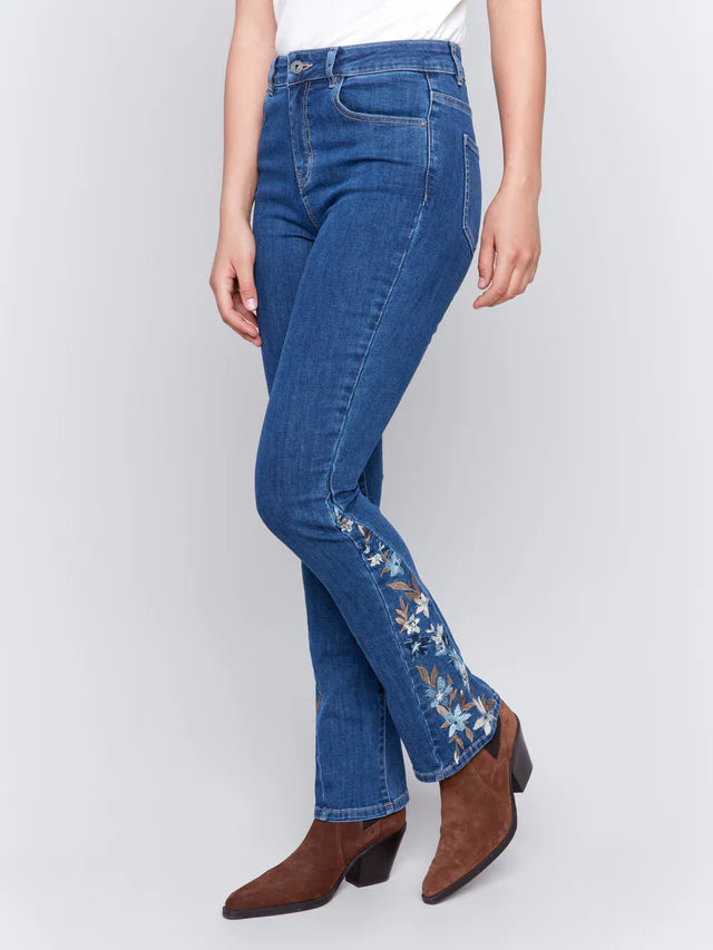 EMBROIDERED INSERT BOOTCUT JEAN-INDIGO-CHARLIE B – Apropos San