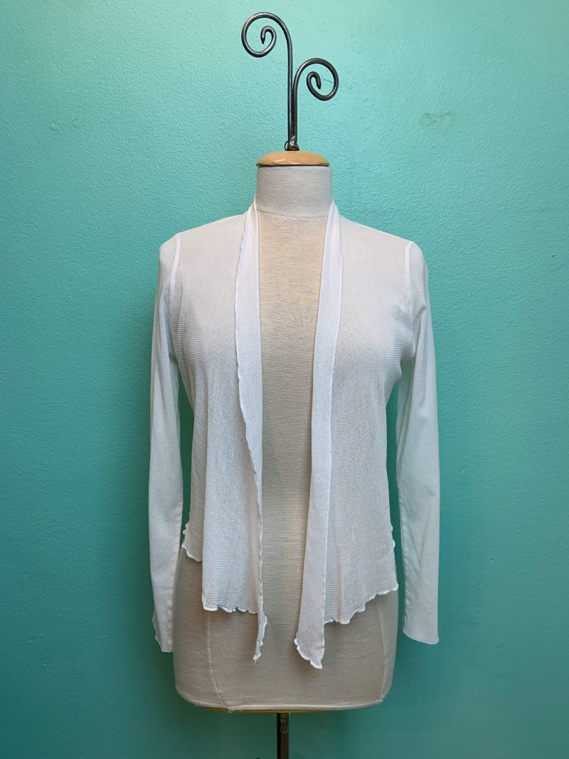 J. Jill Vest Womens Small Linen Blend Open Front White Collar Short Sleeve
