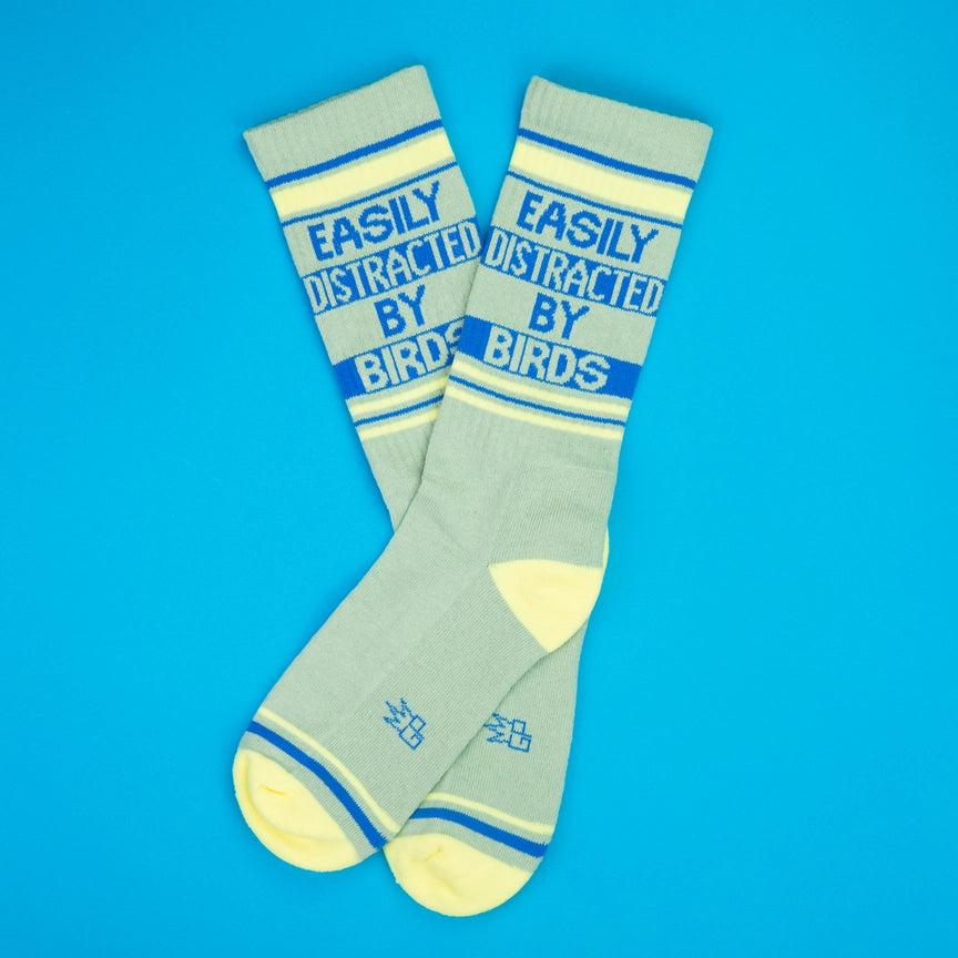 EASILY DISTRACTED BY BIRDS CREW SOCKS-GUMBALL POODLE