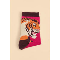 THRILL OF THE TIGER ANKLE SOCKS-FUCHSIA-POWDER