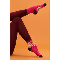 THRILL OF THE TIGER ANKLE SOCKS-FUCHSIA-POWDER