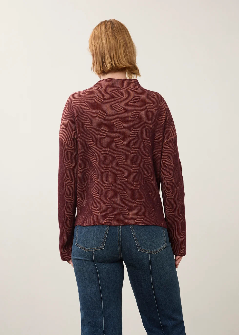 L/S FUNNEL NECK SWEATER-FIG/BLUSH-FDJ FRENCH DRESSING