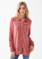 LONG SLEEVE PIGMENT DYED BLOUSE-BARN RED-FDJ FRENCH DRESSING