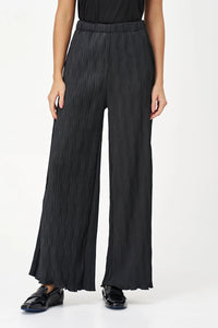 TEXTURED WIDE PANT-BLACK-M MADE IN ITALY