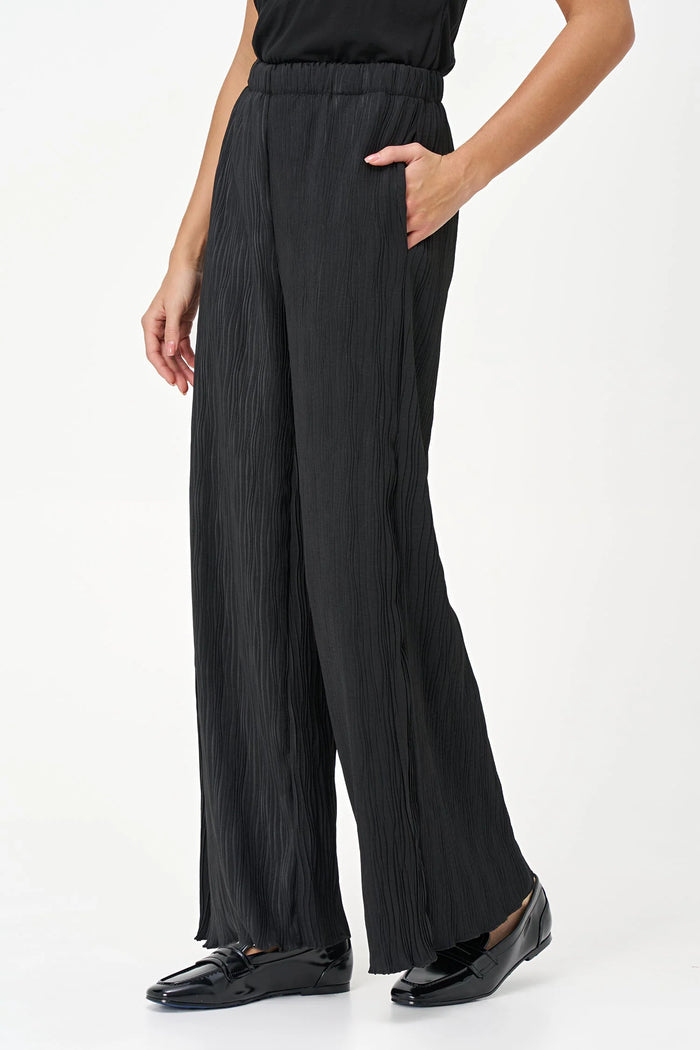 TEXTURED WIDE PANT-BLACK-M MADE IN ITALY
