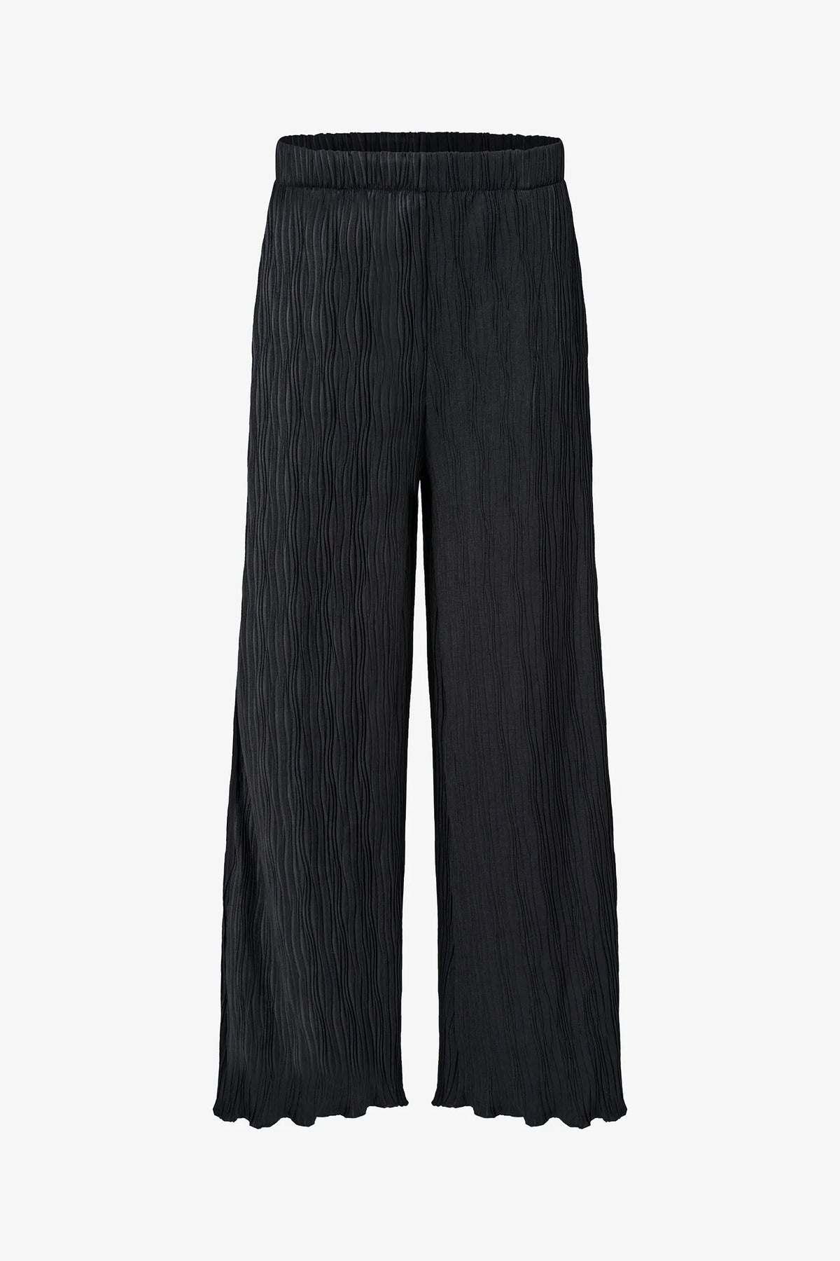 TEXTURED WIDE PANT-BLACK-M MADE IN ITALY