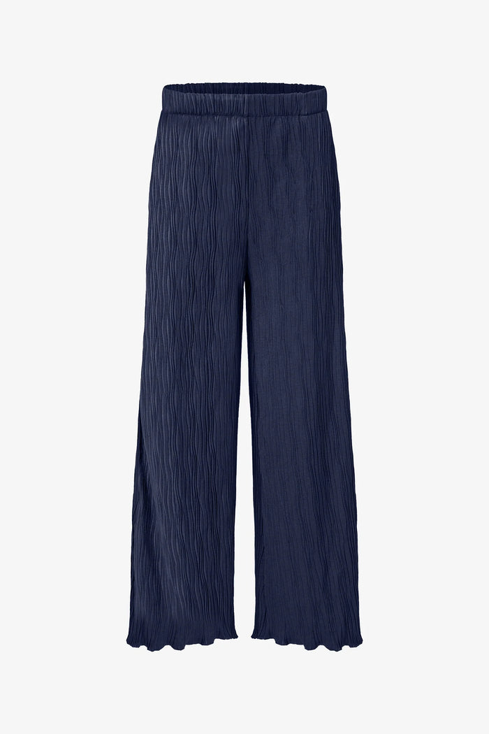 TEXTURED WIDE PANT-NAVY-M MADE IN ITALY