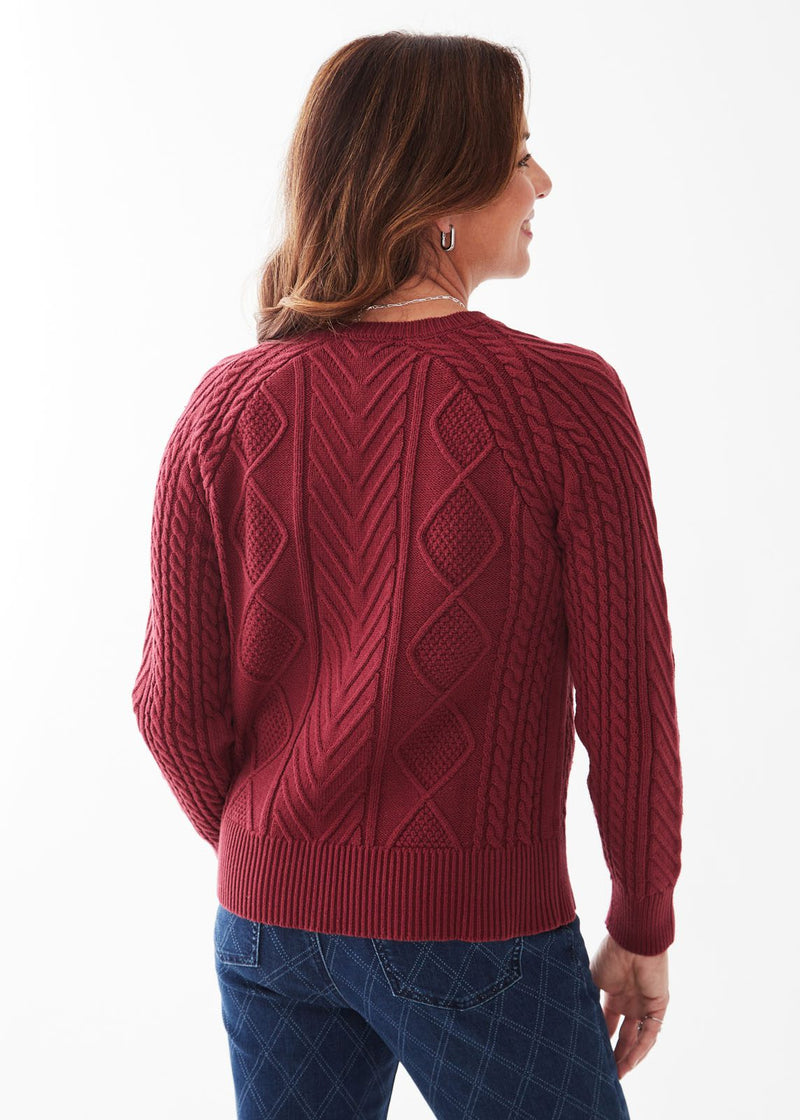 A-LINE CABLE RAGLAN SWEATER-CABERNET-FDJ FRENCH DRESSING