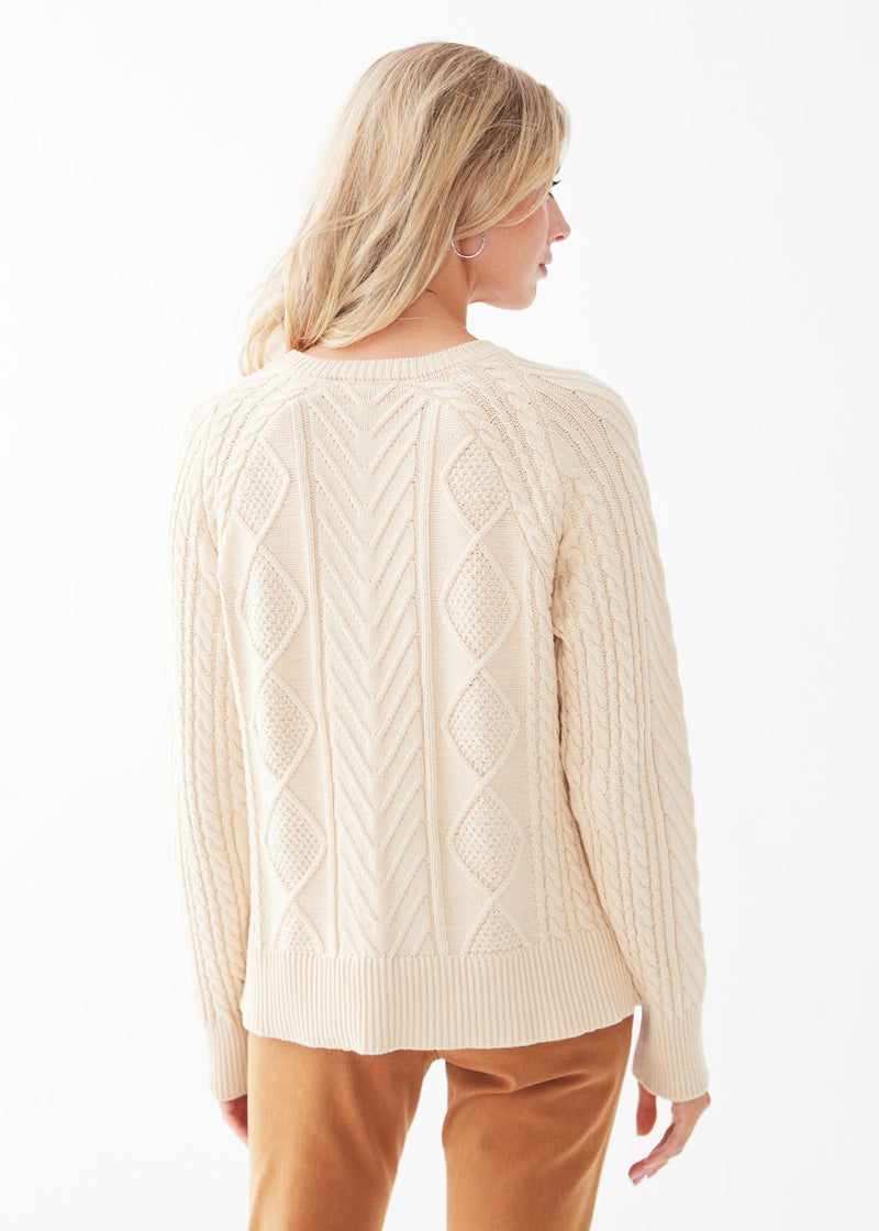 A-LINE CABLE RAGLAN SWEATER-CREME-FDJ FRENCH DRESSING