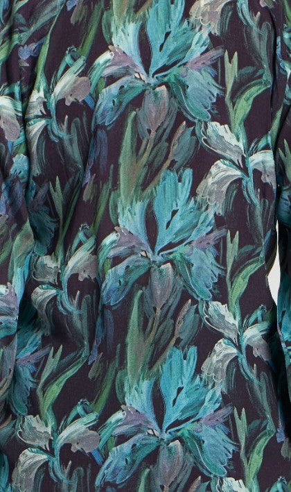 TEAL LEAF PRINT LONG TIER DRESS-APNY