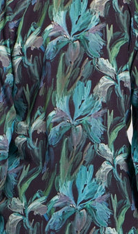 TEAL LEAF PRINT LONG TIER DRESS-APNY