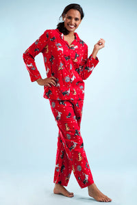 HERE KITTY KITTY FLANNEL PAJAMA SET-LA CERA