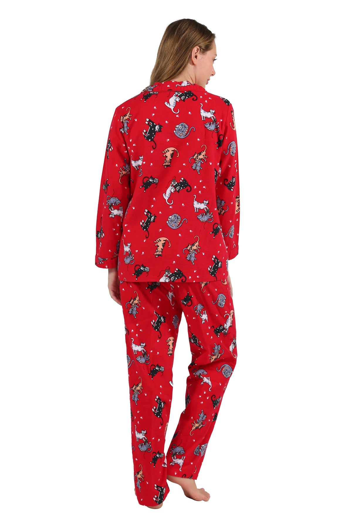 HERE KITTY KITTY FLANNEL PAJAMA SET-LA CERA