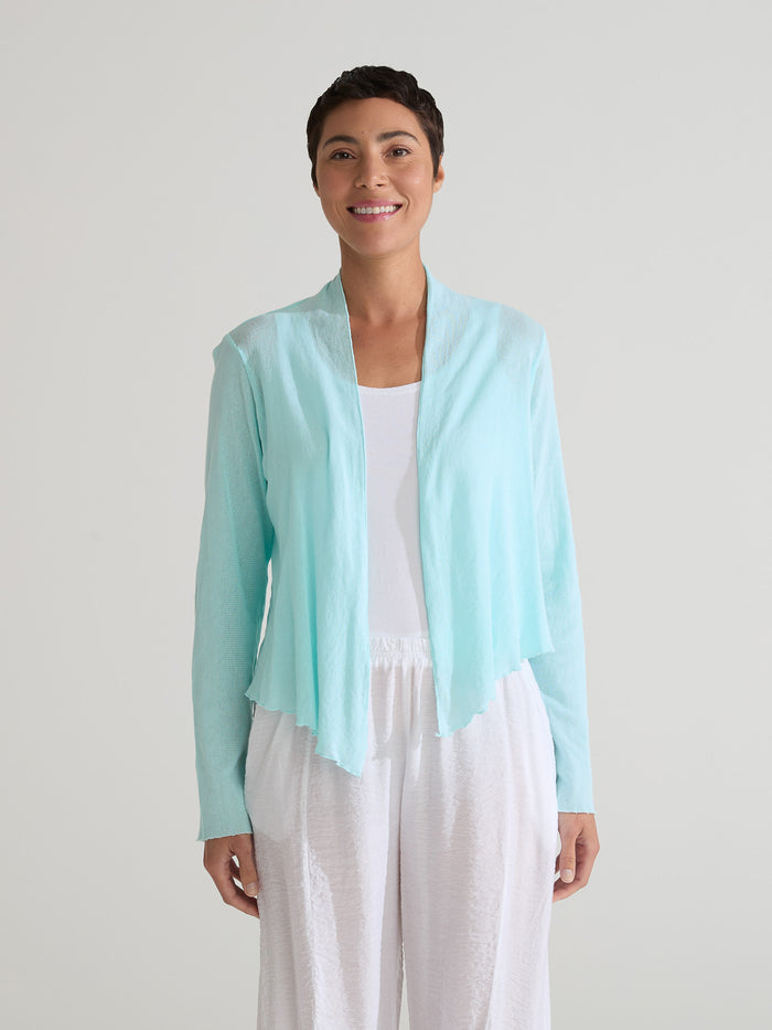 TULLE MESH CROP CARDIGAN-FOUNTAIN-CUT LOOSE