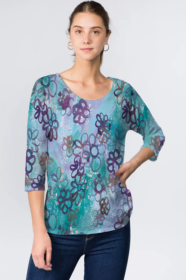 PURPLE/TEAL FLOWERS-FIONA-ET LOIS