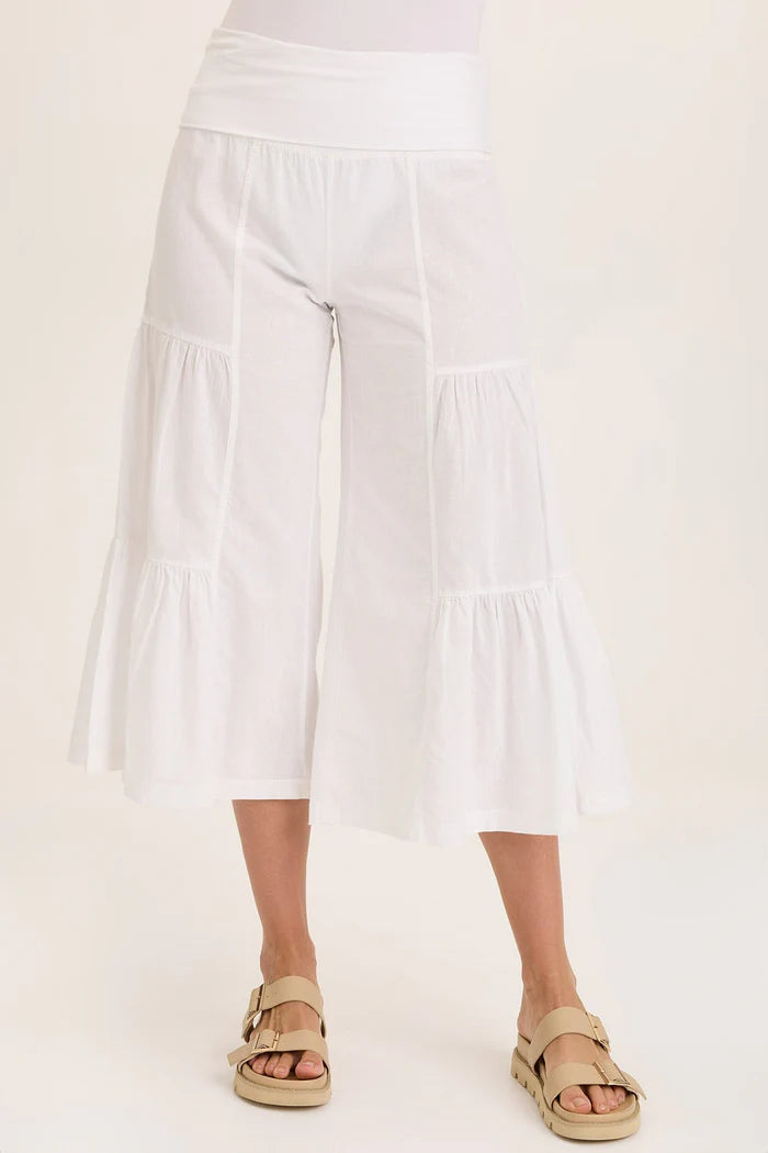LINEN SIDE WIDE LEG TIER PALAZZO-WHITE-WEARABLES/XCVI