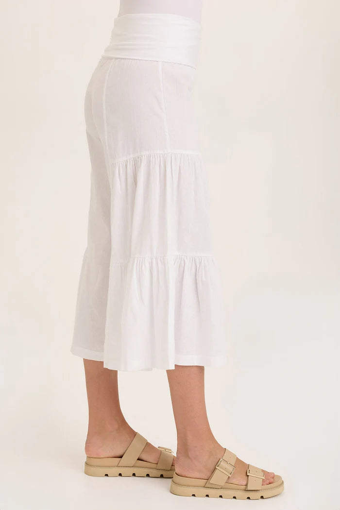 LINEN SIDE WIDE LEG TIER PALAZZO-WHITE-WEARABLES/XCVI
