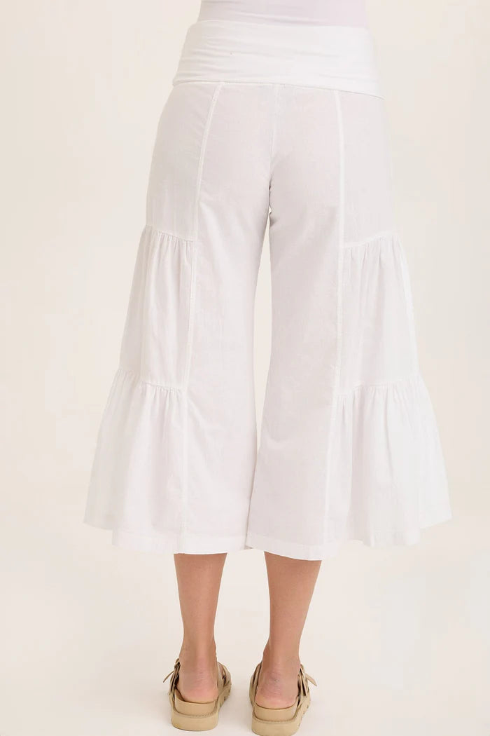 LINEN SIDE WIDE LEG TIER PALAZZO-WHITE-WEARABLES/XCVI