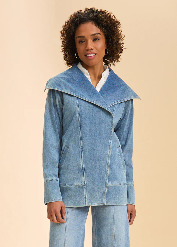 DRAPE FRONT JEAN JACKET-LIGHT DENIM-FDJ FRENCH DRESSING