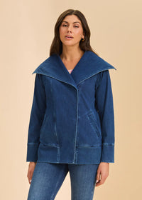 DRAPE FRONT JEAN JACKET-BLUE DENIM-FDJ FRENCH DRESSING