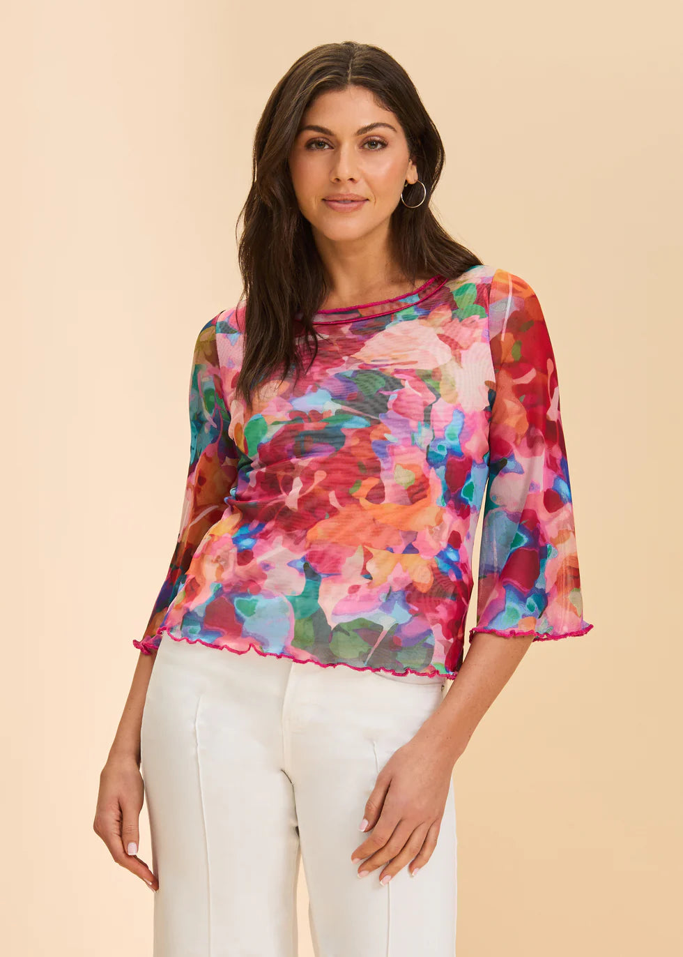 STEPHANIE BOAT NECK MESH TOP-FDJ FRENCH DRESSING