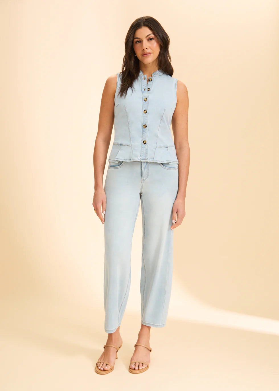 BUTTON UP VEST-LIGHT BLUE-FDJ FRENCH DRESSING