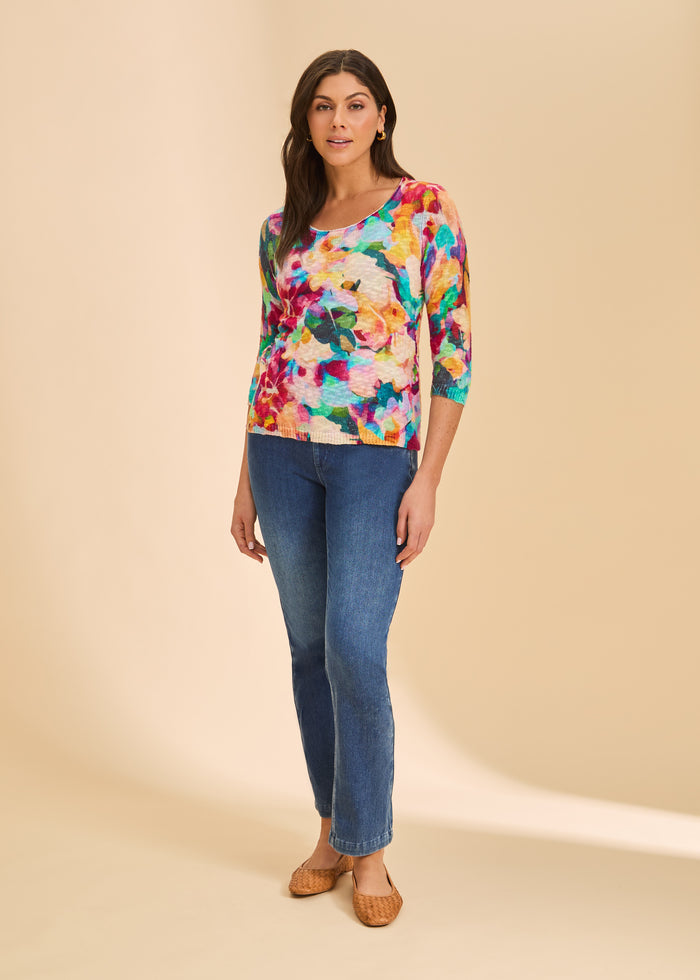 STEPHANIE SCOOP PRINT SWEATER-FDJ FRENCH DRESSING