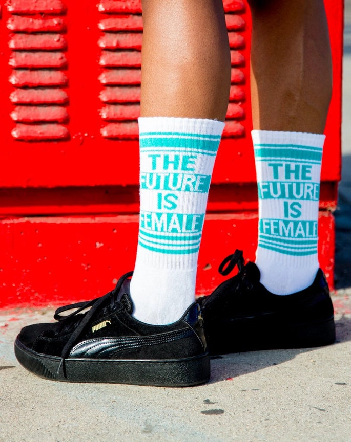 THE FUTURE IS FEMALE GYM CREW SOCKS-GUMBALL POODLE