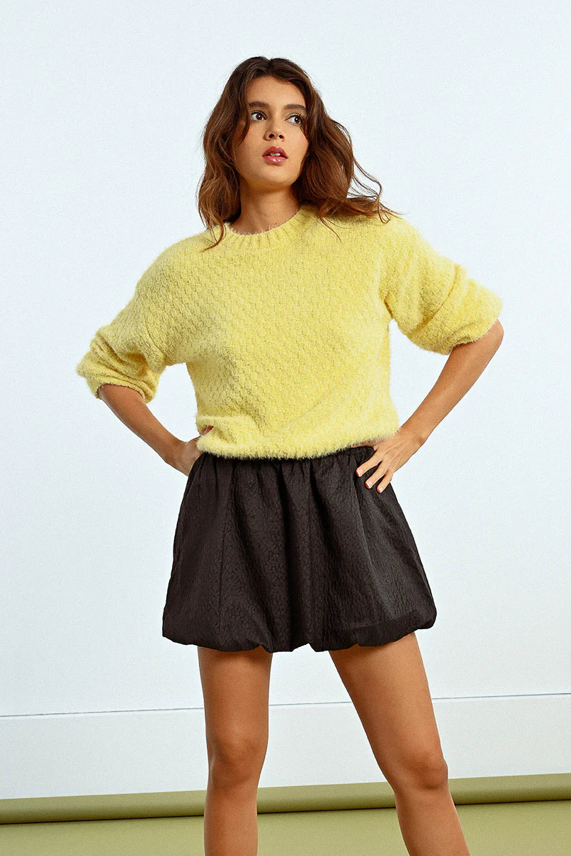 CREW KNIT SWEATER-YELLOW-MOLLY BRACKEN