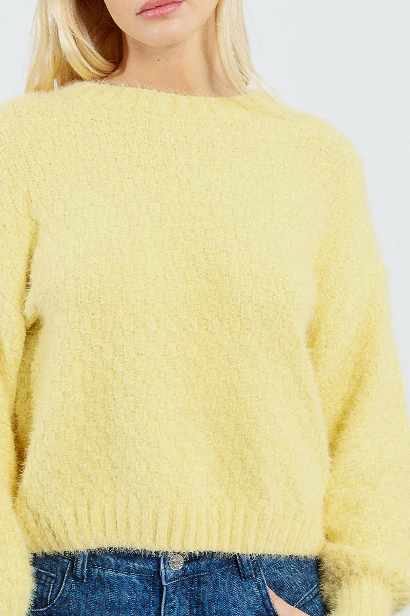 CREW KNIT SWEATER-YELLOW-MOLLY BRACKEN