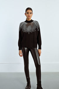 SEQUIN KNIT SWEATER-BLACK-MOLLY BRACKEN