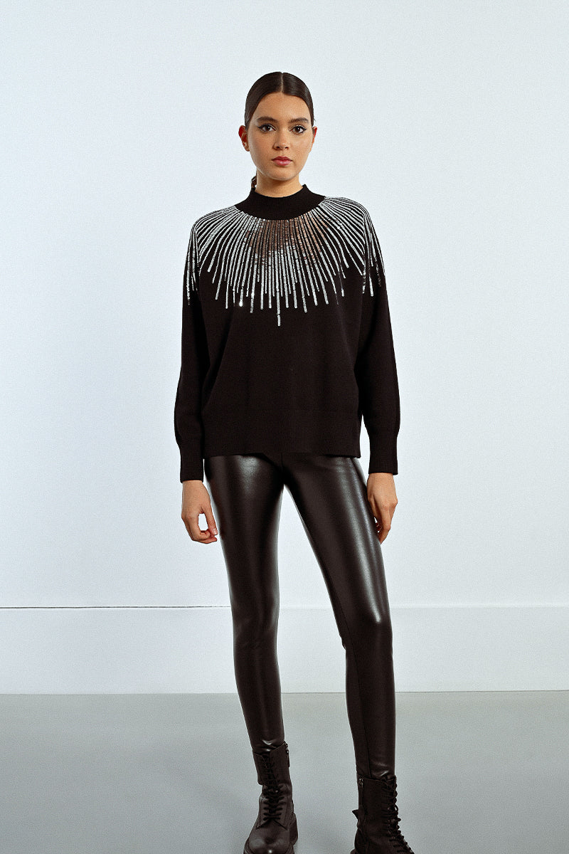 SEQUIN KNIT SWEATER-BLACK-MOLLY BRACKEN