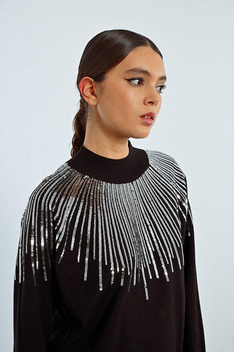 SEQUIN KNIT SWEATER-BLACK-MOLLY BRACKEN