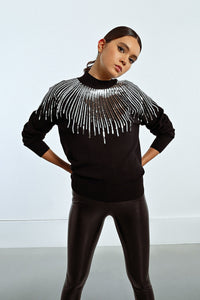 SEQUIN KNIT SWEATER-BLACK-MOLLY BRACKEN