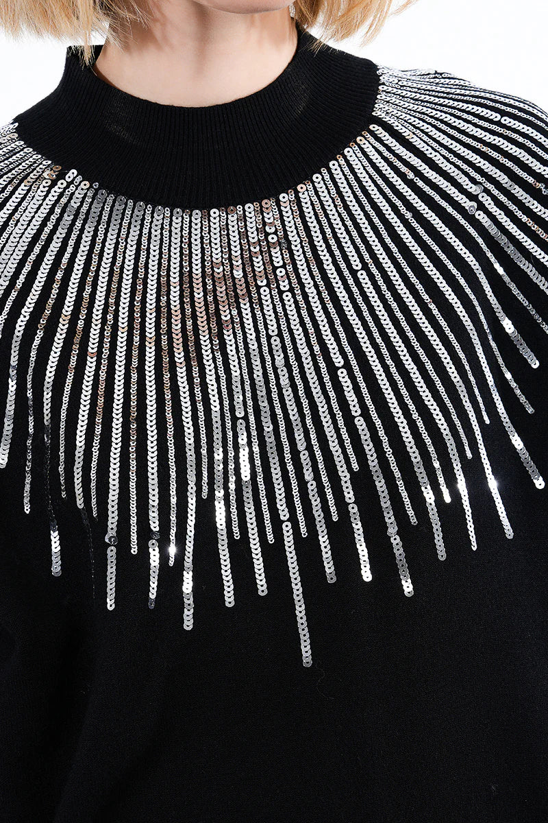 SEQUIN KNIT SWEATER-BLACK-MOLLY BRACKEN