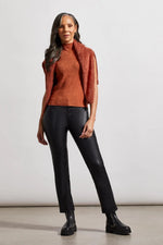 TEXTURED SLEEVLESS MOCK NECK TOP-BAKED CLAY-TRIBAL