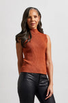 TEXTURED SLEEVLESS MOCK NECK TOP-BAKED CLAY-TRIBAL