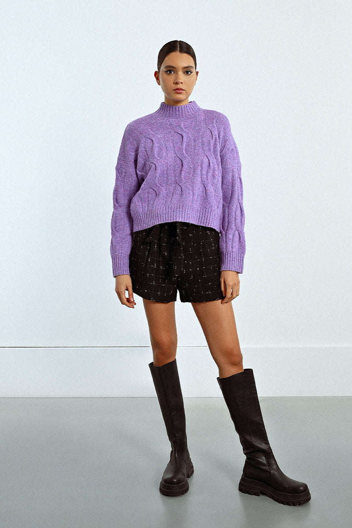 CROPPED KNIT SWEATER-MAUVE-MOLLY BRACKEN