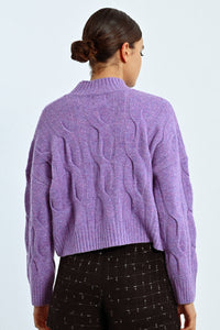 CROPPED KNIT SWEATER-MAUVE-MOLLY BRACKEN