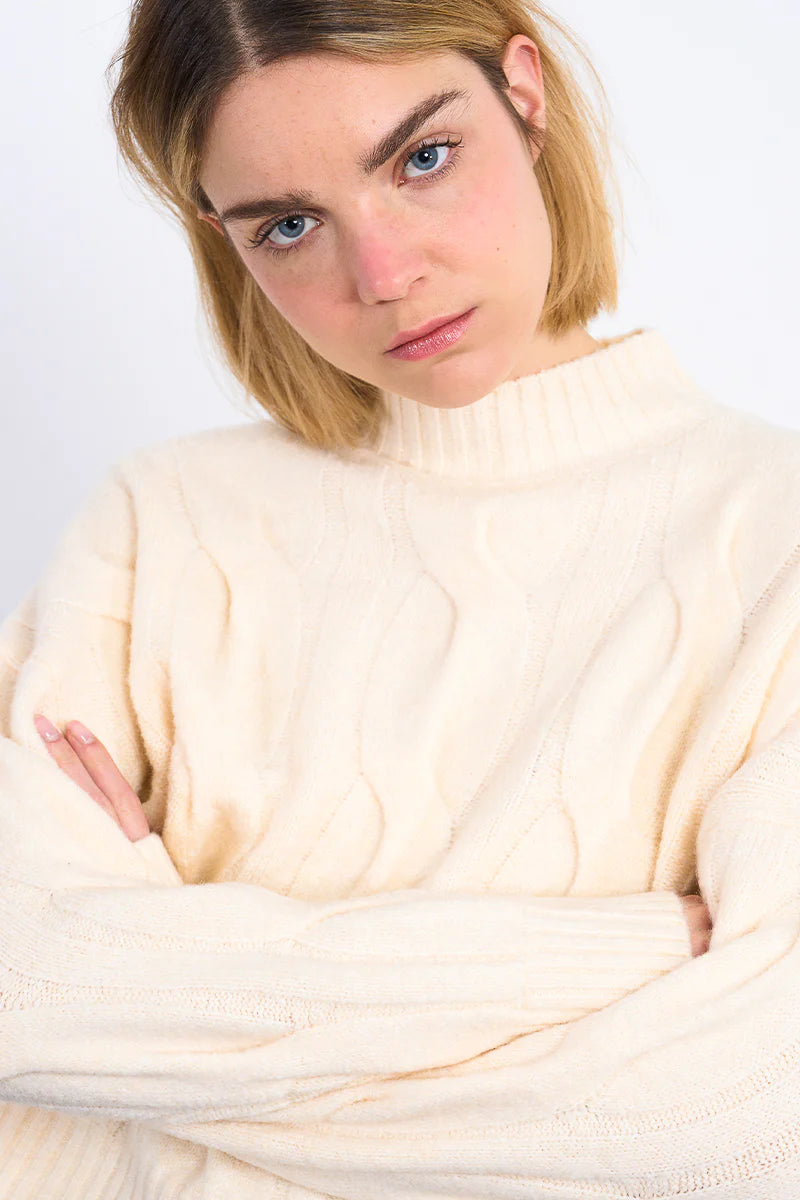 CROPPED KNIT SWEATER-CREAM-MOLLY BRACKEN
