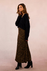 KNITTED V-NECK SWEATER W/LACE-BLACK-MOLLY BRACKEN