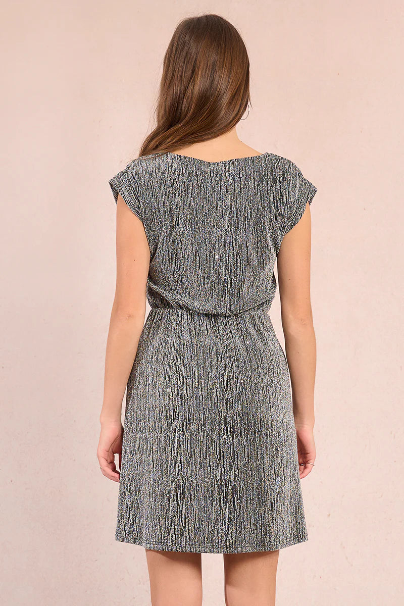 SILVER SPARKLE KNIT DRESS-MOLLY BRACKEN