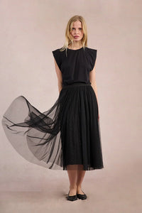 TULLE KNIT MESH SKIRT-BLACK-MOLLY BRACKEN